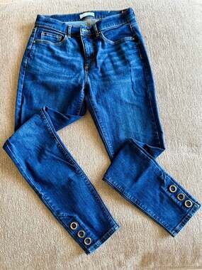 LOFT Skinny Slim Pockets Jeans with Gold Grommet Cuff Detail Size 4